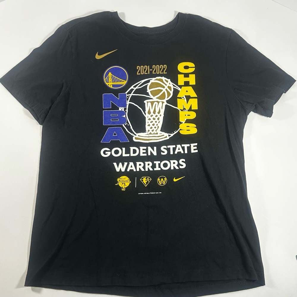 Nike TShirt Mens Size Large Black Golden State Warriors NBA Champs Fanwear 21-22